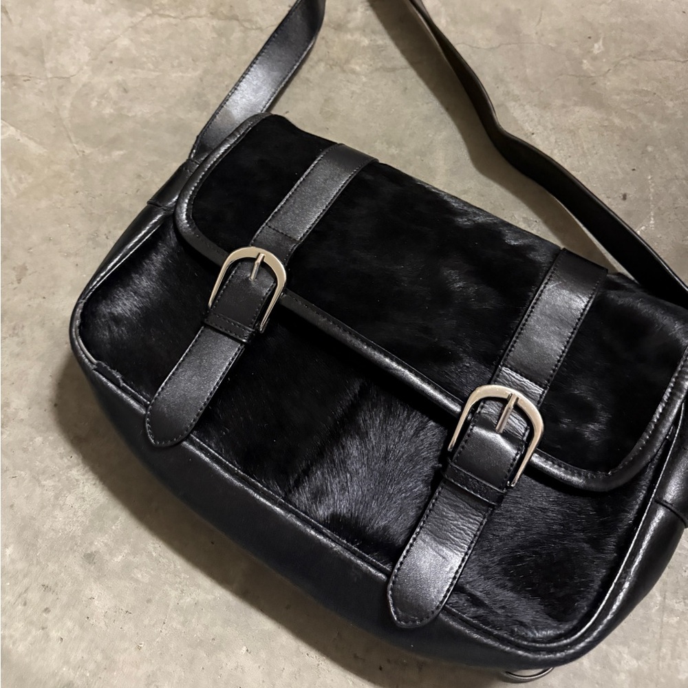 Pancaldi cowhide fur purse satchel bag shoulder